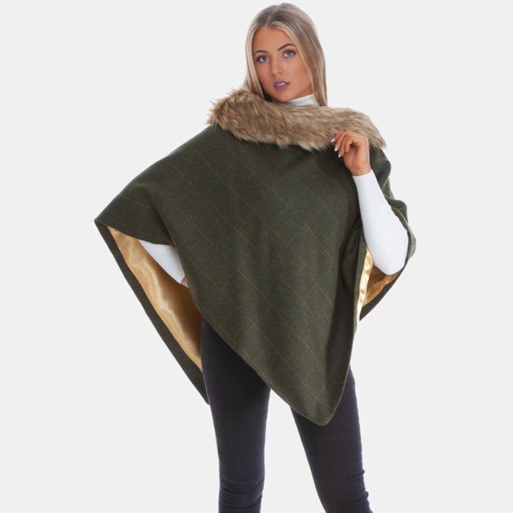 Cara Regular Faux-Fur Collar Cape