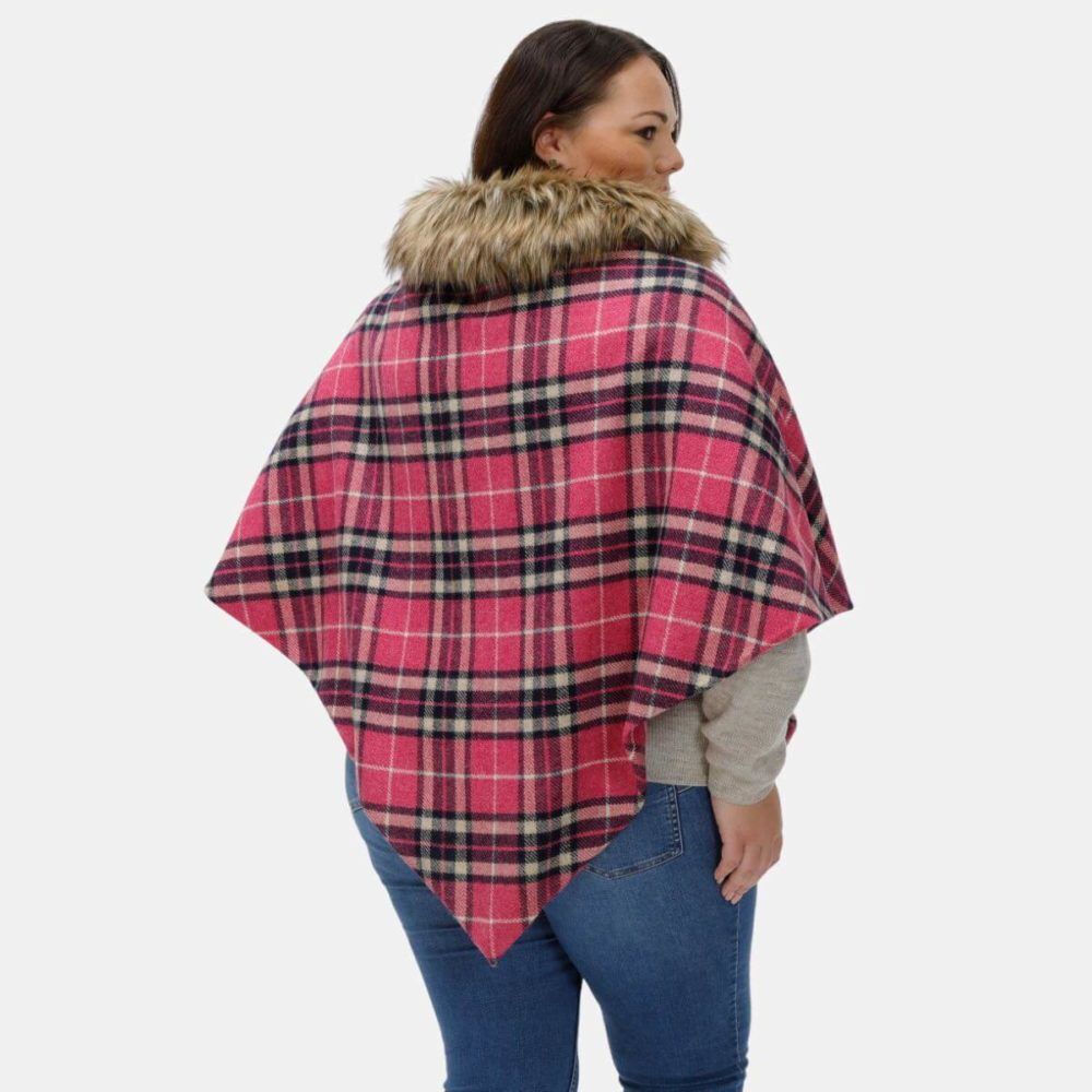 Marlee Curvy Cape Faux-Fur Collar Cape