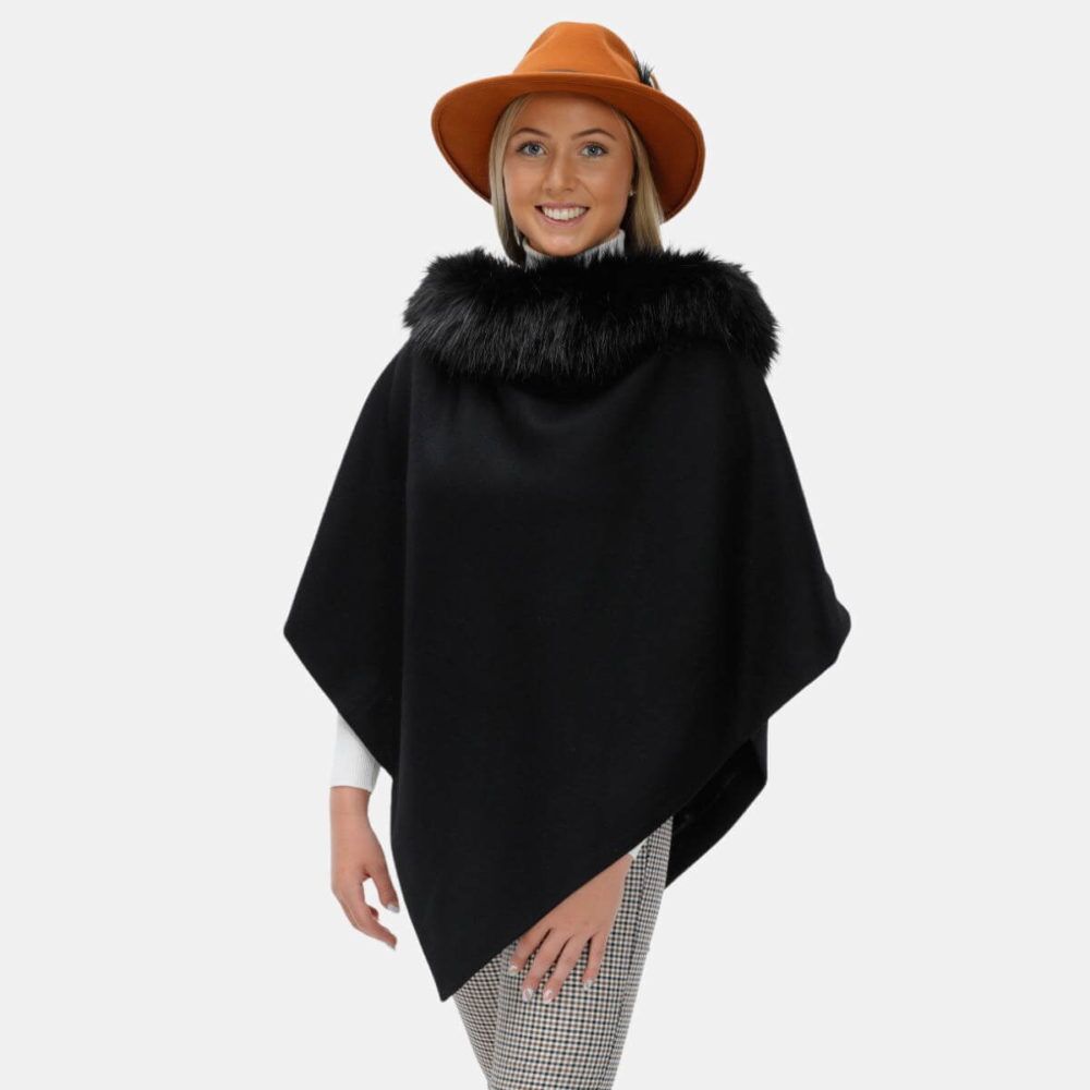 Aria Regular Faux-Fur Collar Cape