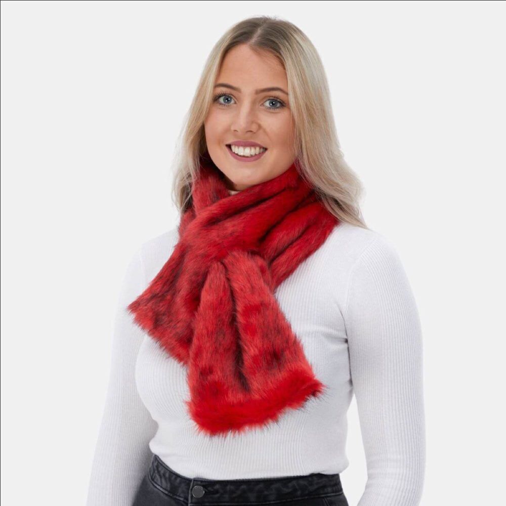 Red Luxury Faux Fur Stole