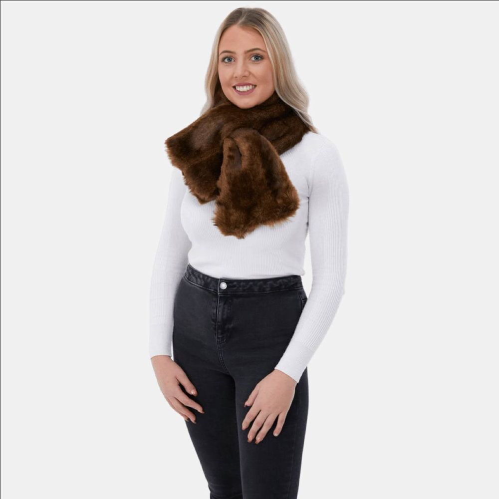 Brown Luxury Faux Fur Stole