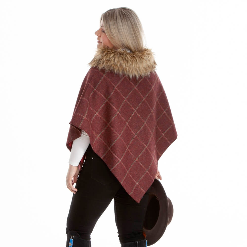 Henrietta Shorter Length Tweed and Faux-Fur Collar Cape