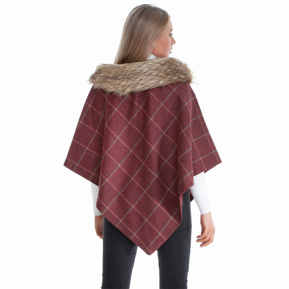 Henrietta Regular Length Tweed and Faux-Fur Collar Cape